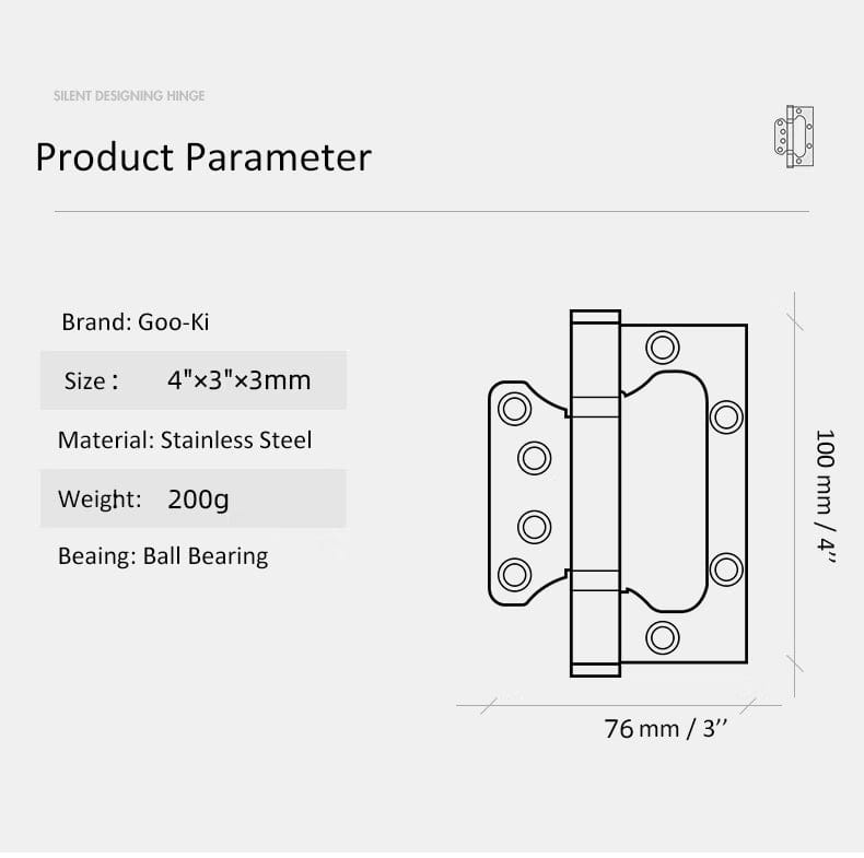 4 Inch Ball Bearing Hinge Stainless Steel Gold Door Hinges Furniture Hardware