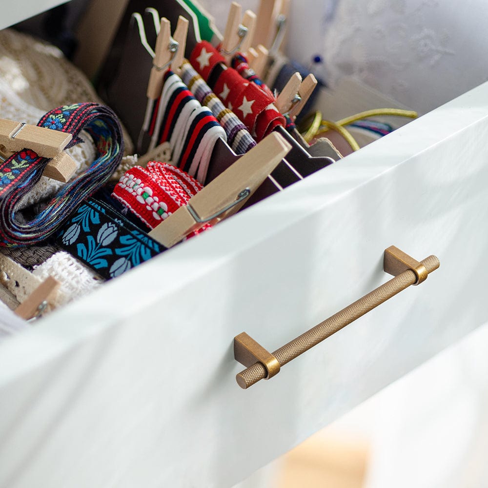 Antique Brass Unique Knurled Cabinet Pull Metal Alloy Cabinet Handles