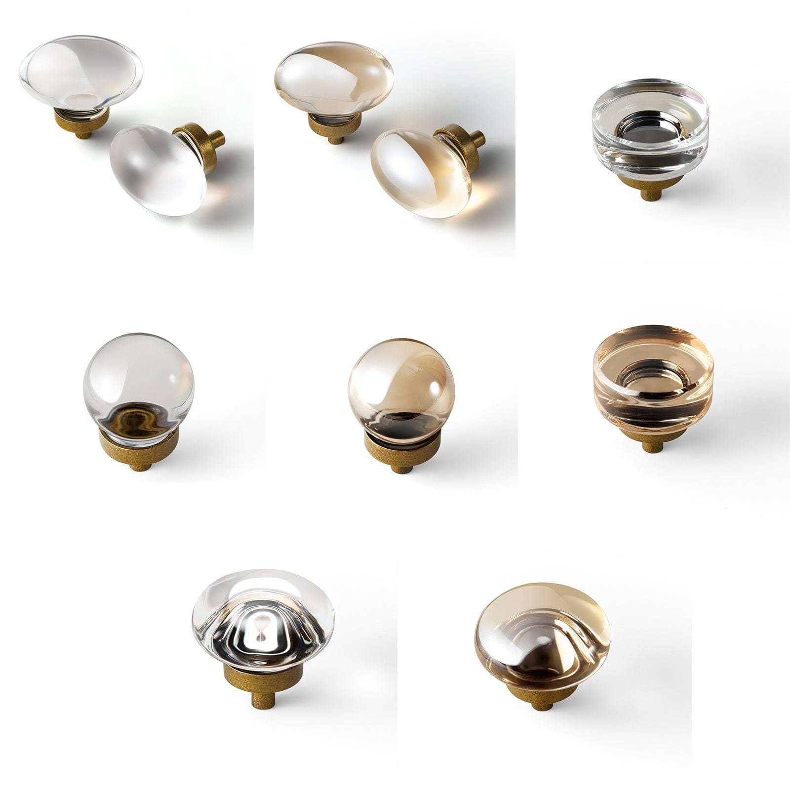 Exquisite Crystal Single Hole Hardware Luxurious Knob with Antique Brass Base