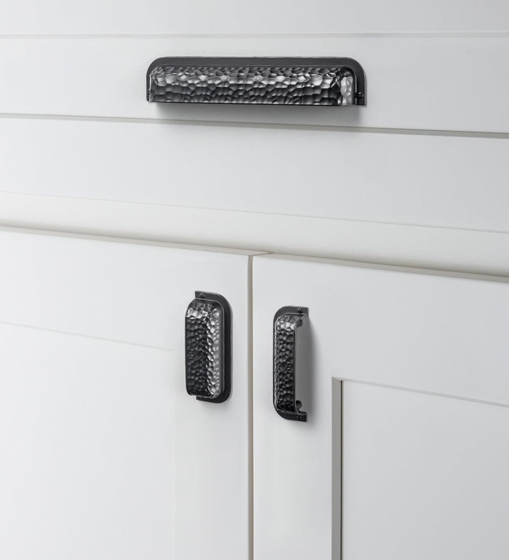 Hammered Zinc Alloy Cabinet Cup Pulls Retro Style Drawer Handles with Unique Pattern