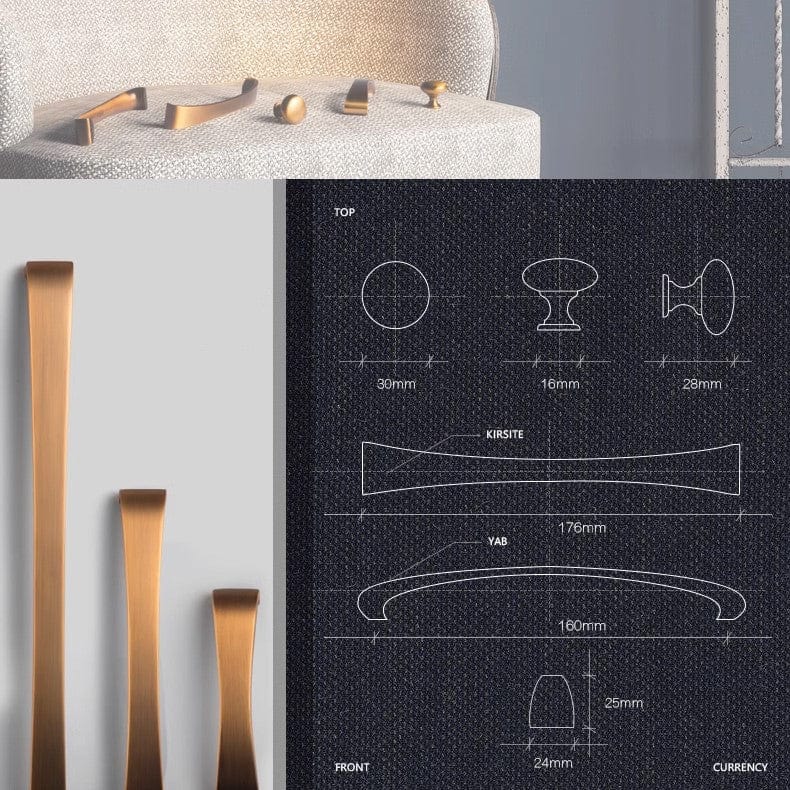 Modern Arch Pull Yellow Bronze Drawer Knobs Kitchen Cabinet Handles