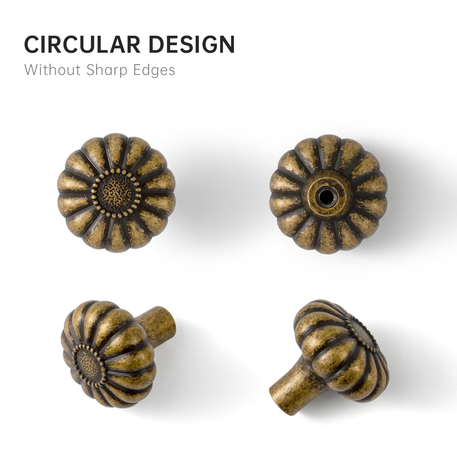 Pumpkin Shape Vintage Cabinet Knobs 1.25 Inch Diameter Drawer Knobs