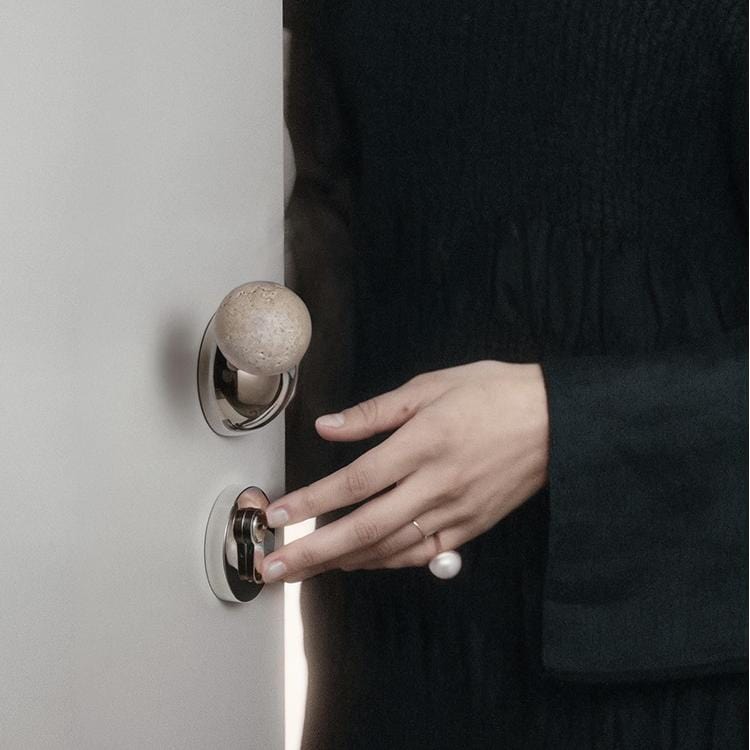 Semicircle Travertine Door Lock American Style Titanium Silver Interior Bedroom Door Lock