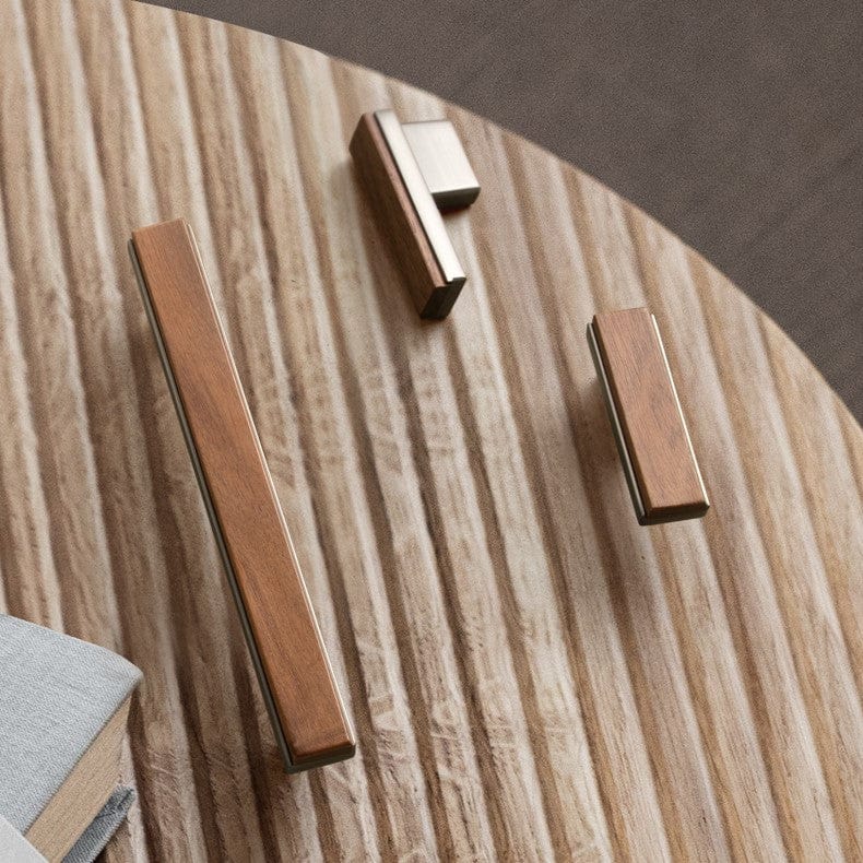 Solid Wood Cabinet Handle Black Walnut Wardrobe Cupboard Pull