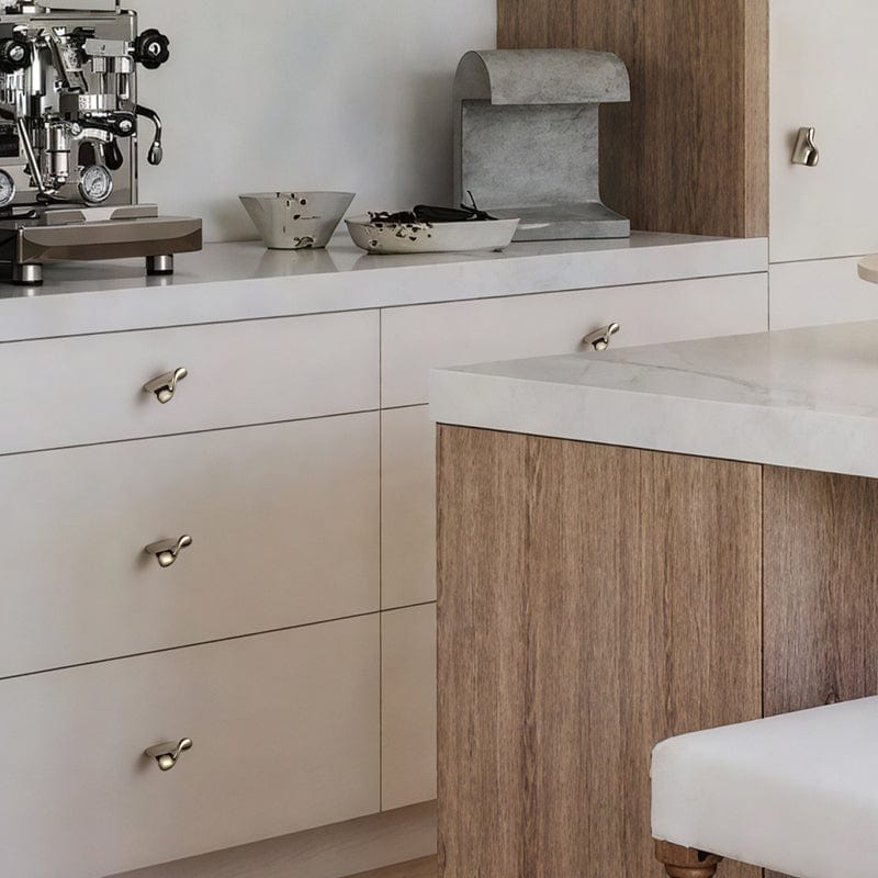 Titanium Silver Copper Cabinet Pull with Organic Twisted Shape