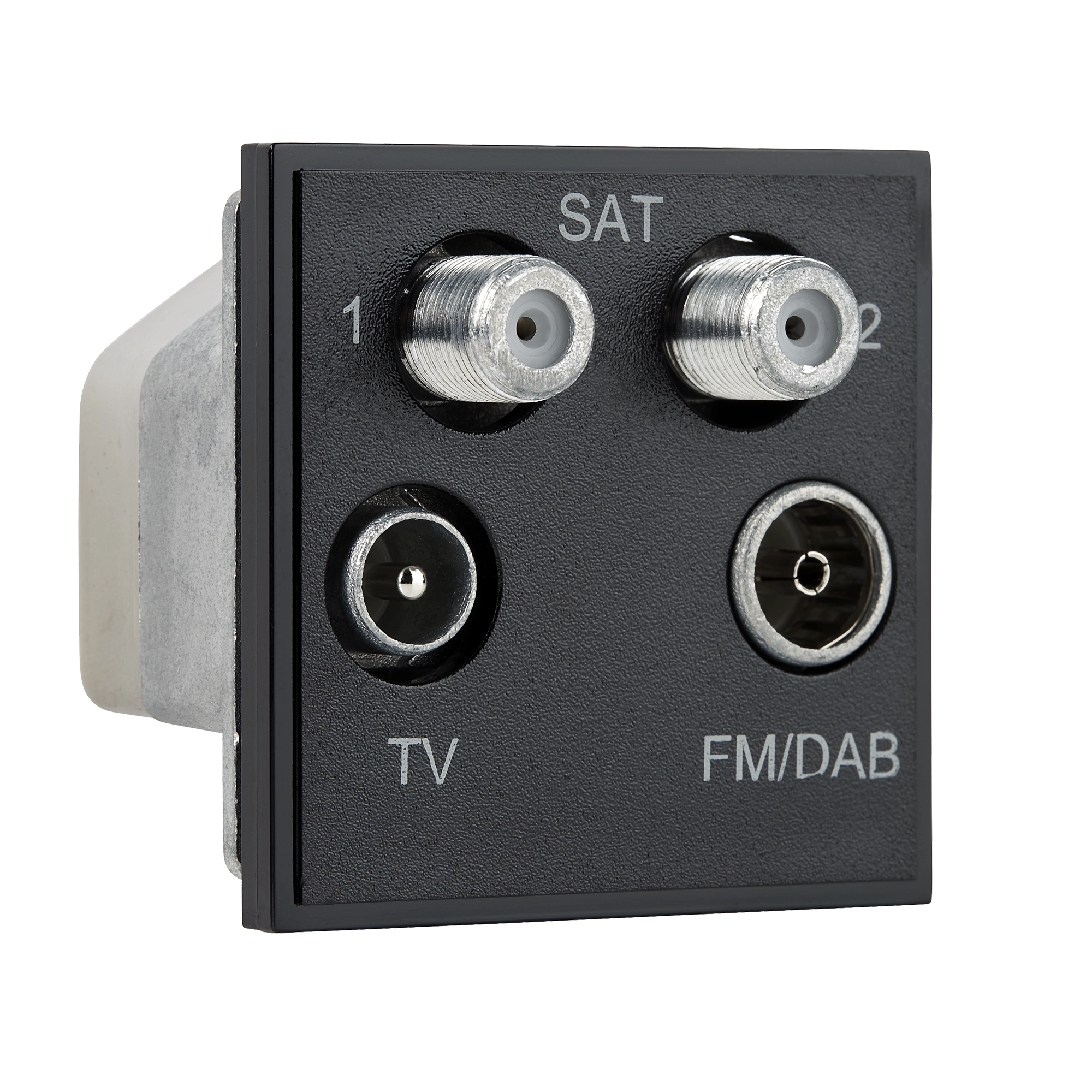 Square-Modular TV, FM/DAB & SAT Quad Outlet Module