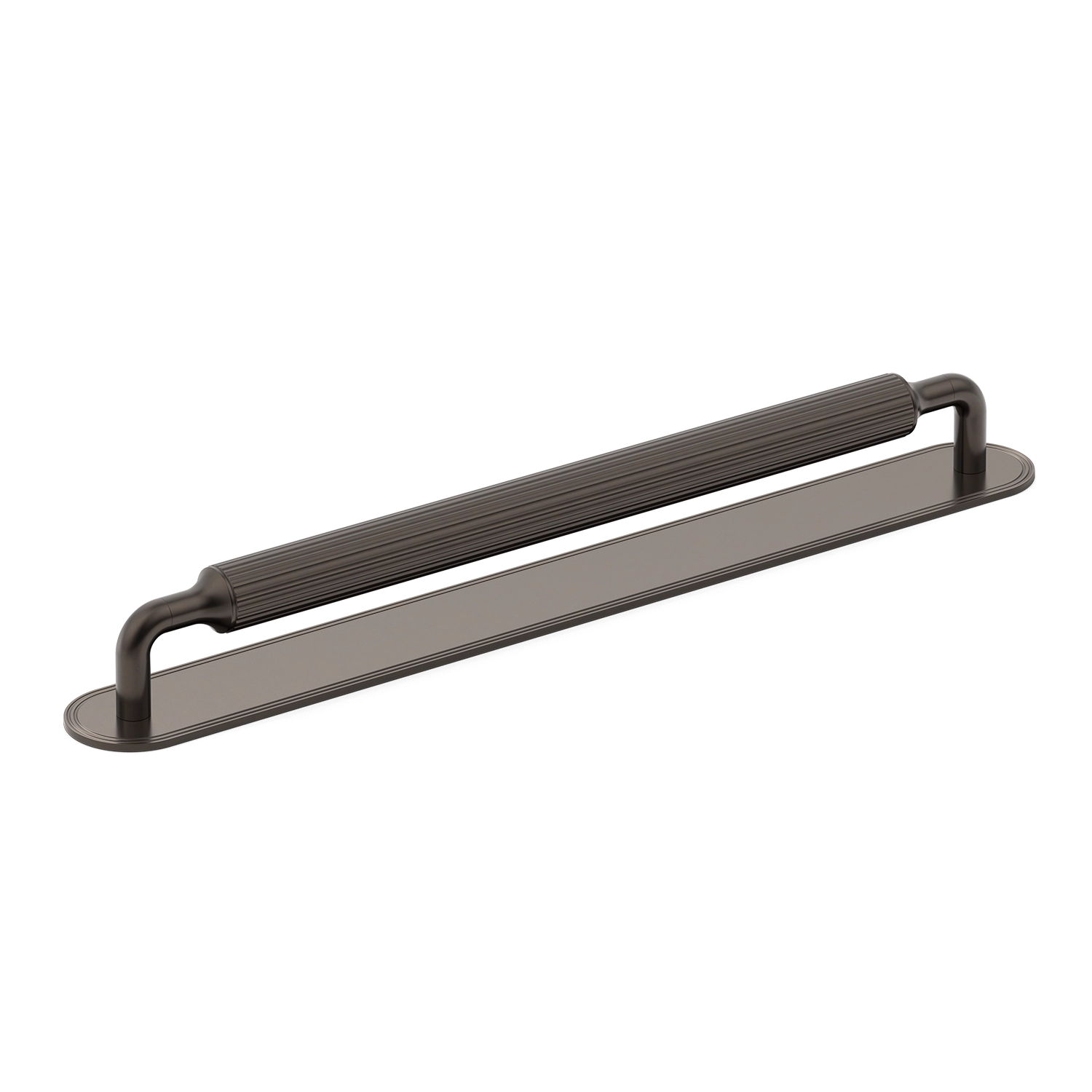 Ribbed-curved Metal Cabinet/Drawer Handle with Backplate