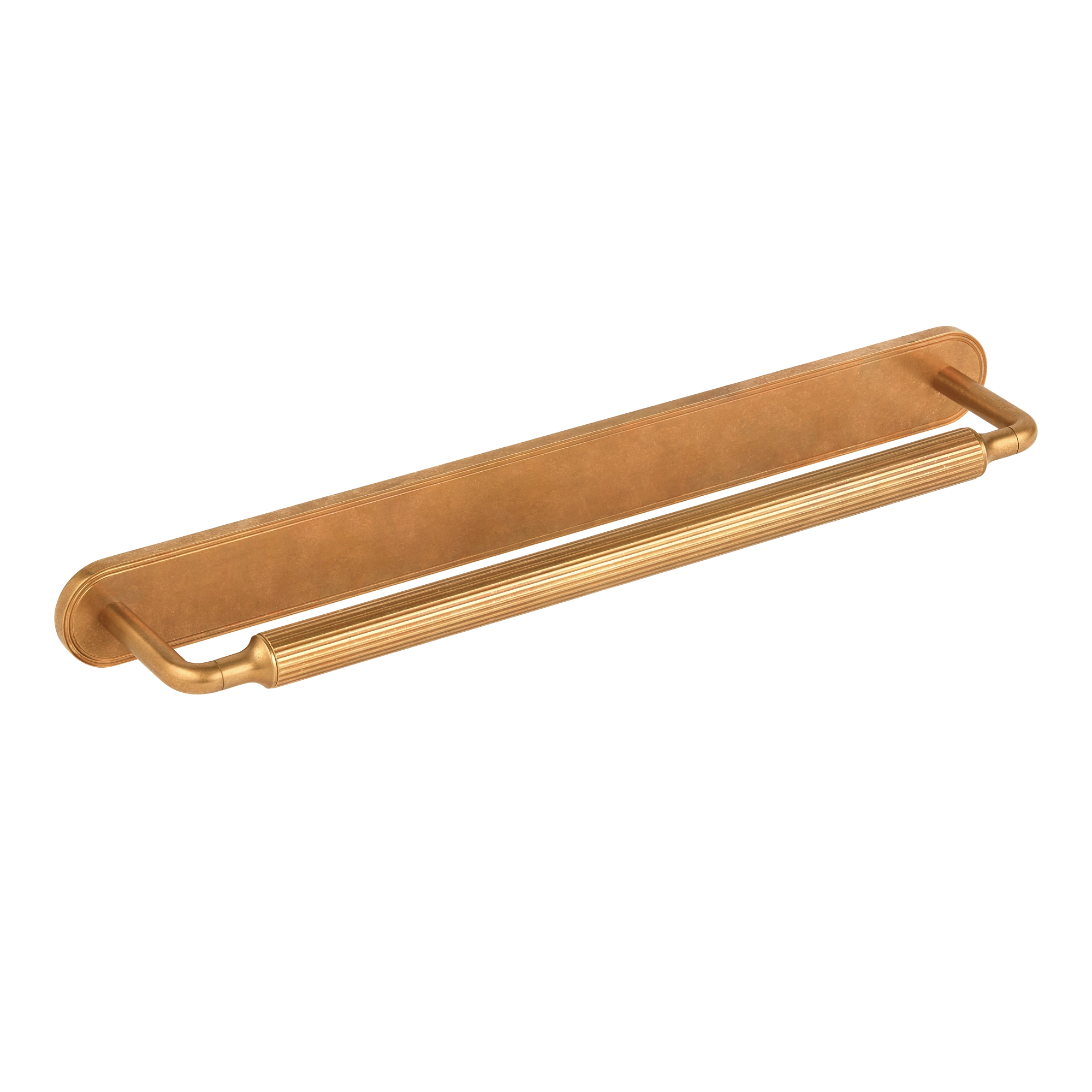 Ridged Metal Towel Rail with Rounded-edged Backplate