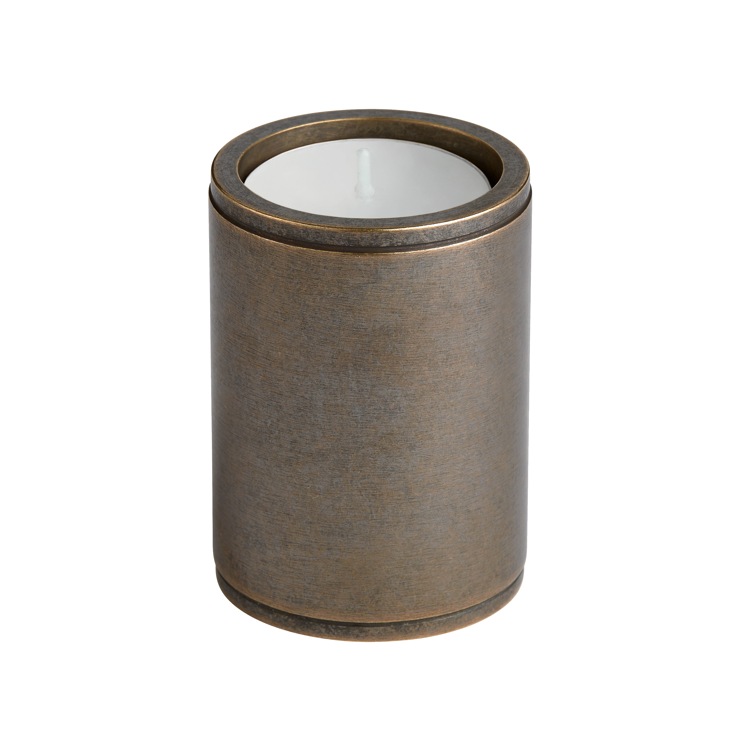 Minimalist Ringed Cylindrical Brass Tealight Holder