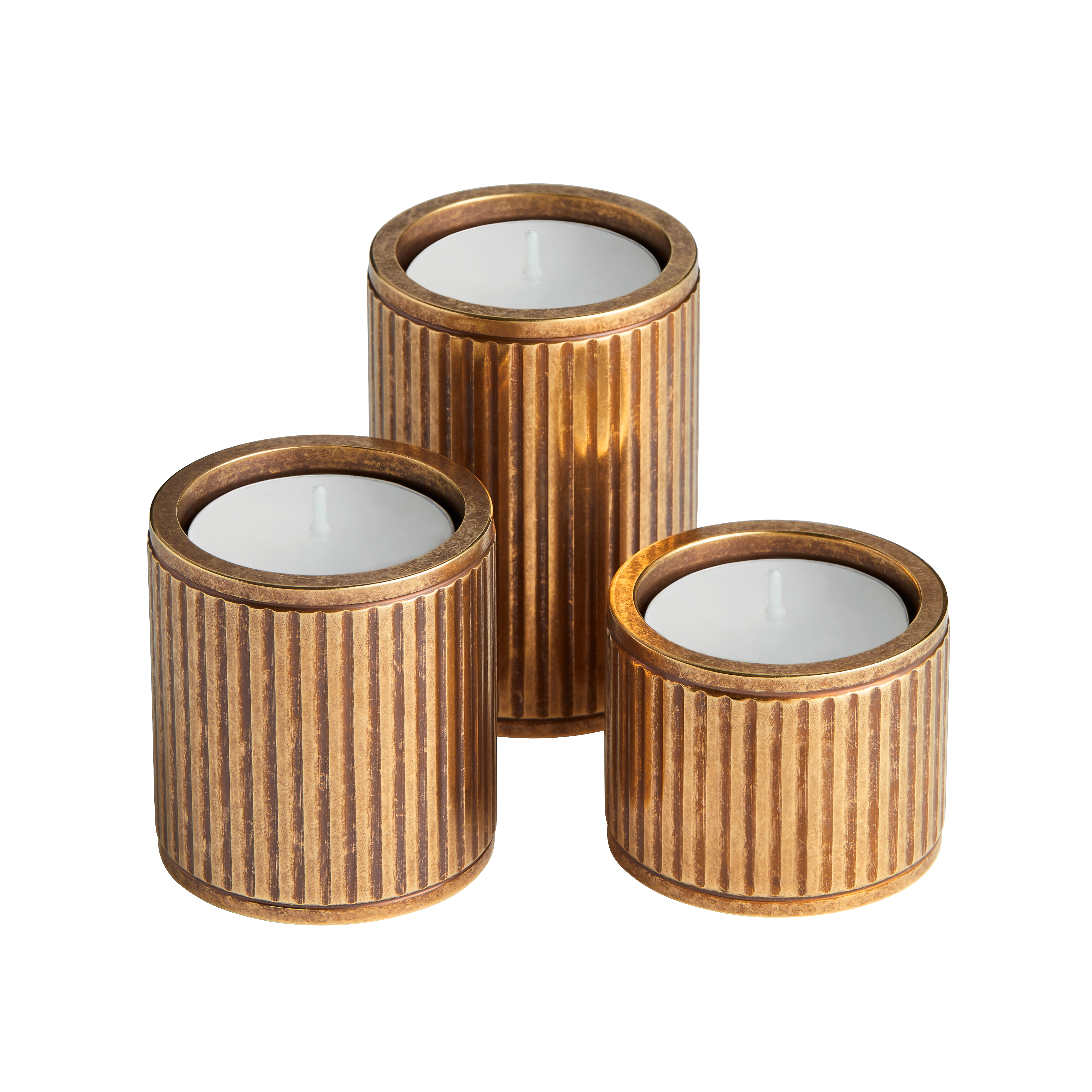 Fluted Nested Set of Metal Tealight Holders