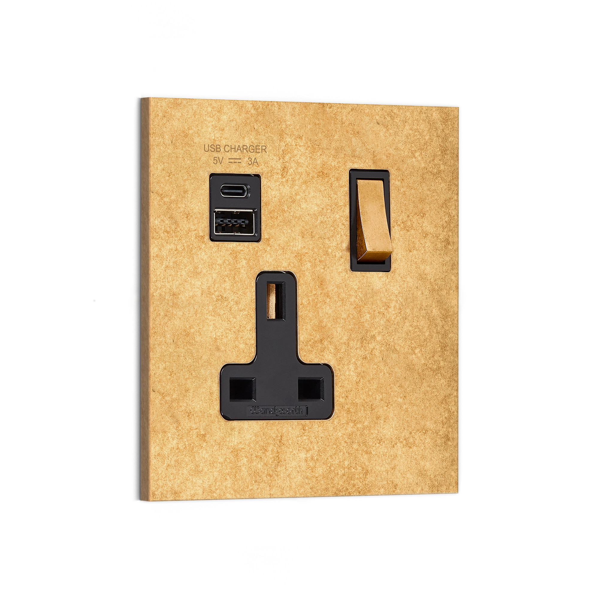 Textured Vintage Wall-Mounted Power Socket with USB