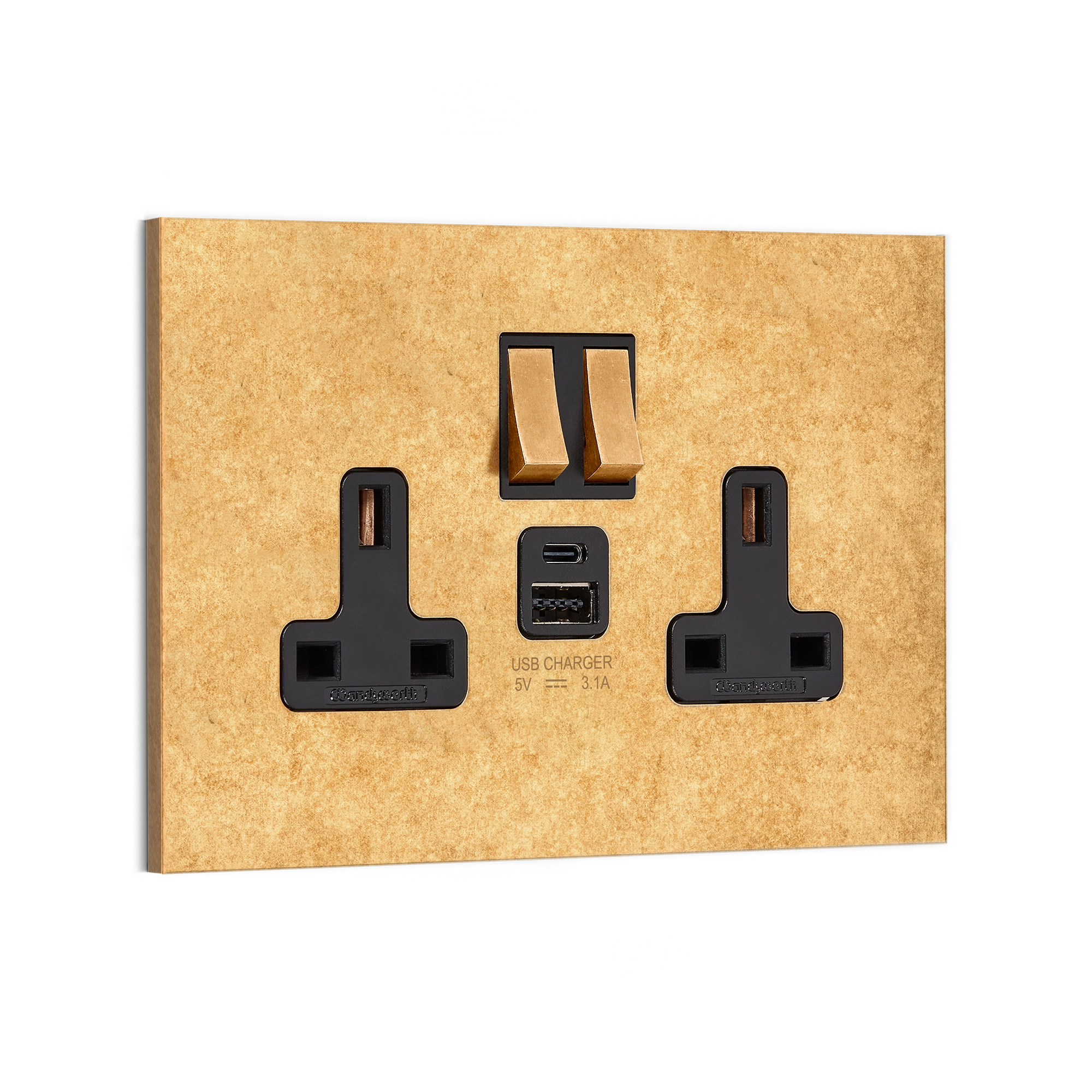 Textured Vintage Wall-mounted Twin Socket with USB