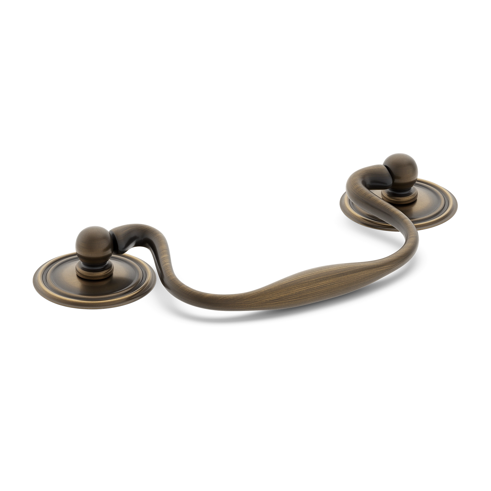 Concentric-ringed Spherical-knob Curved Metal Cabinet Handle