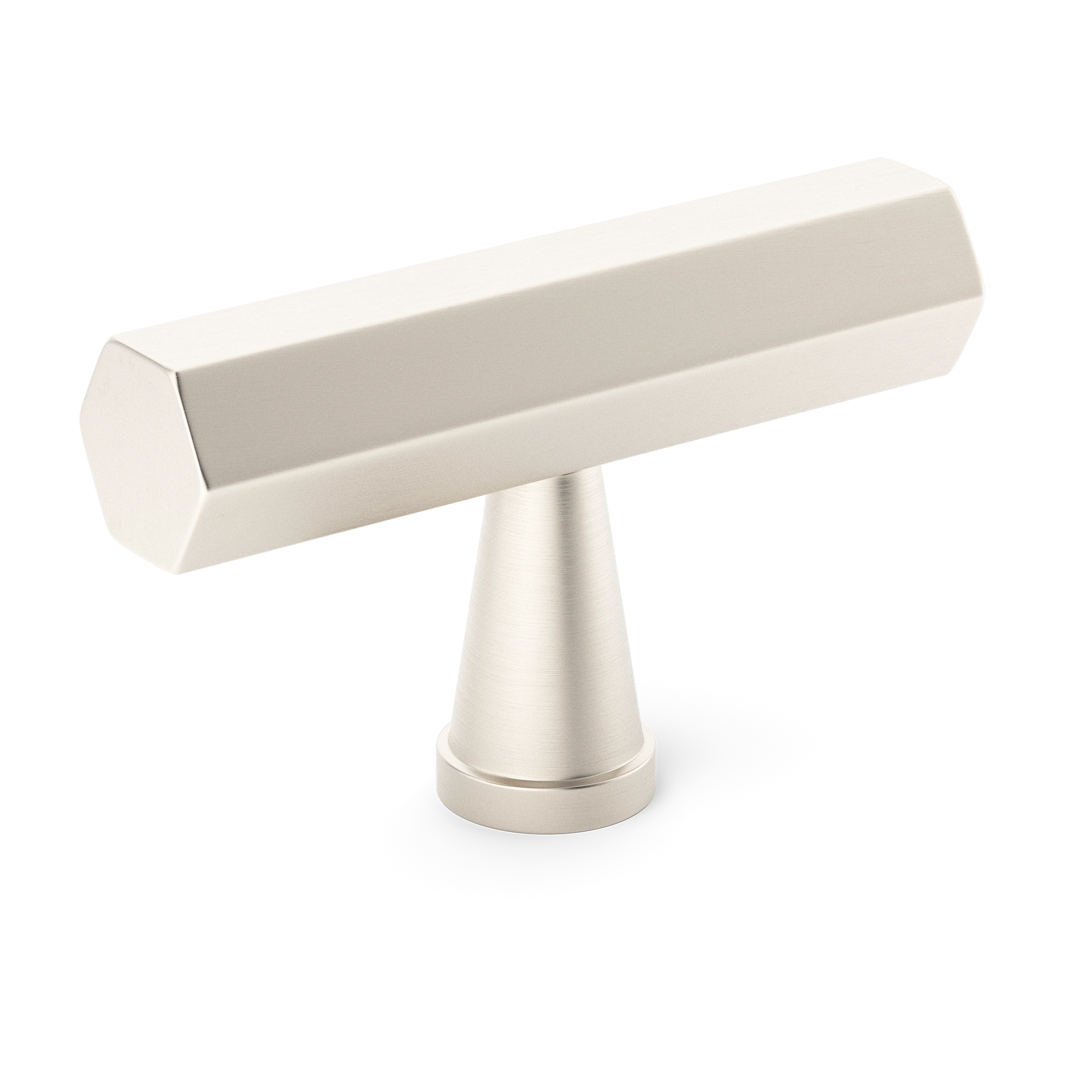 Hexagonal-top Conical-stem Crossways T-bar Cabinet Pull