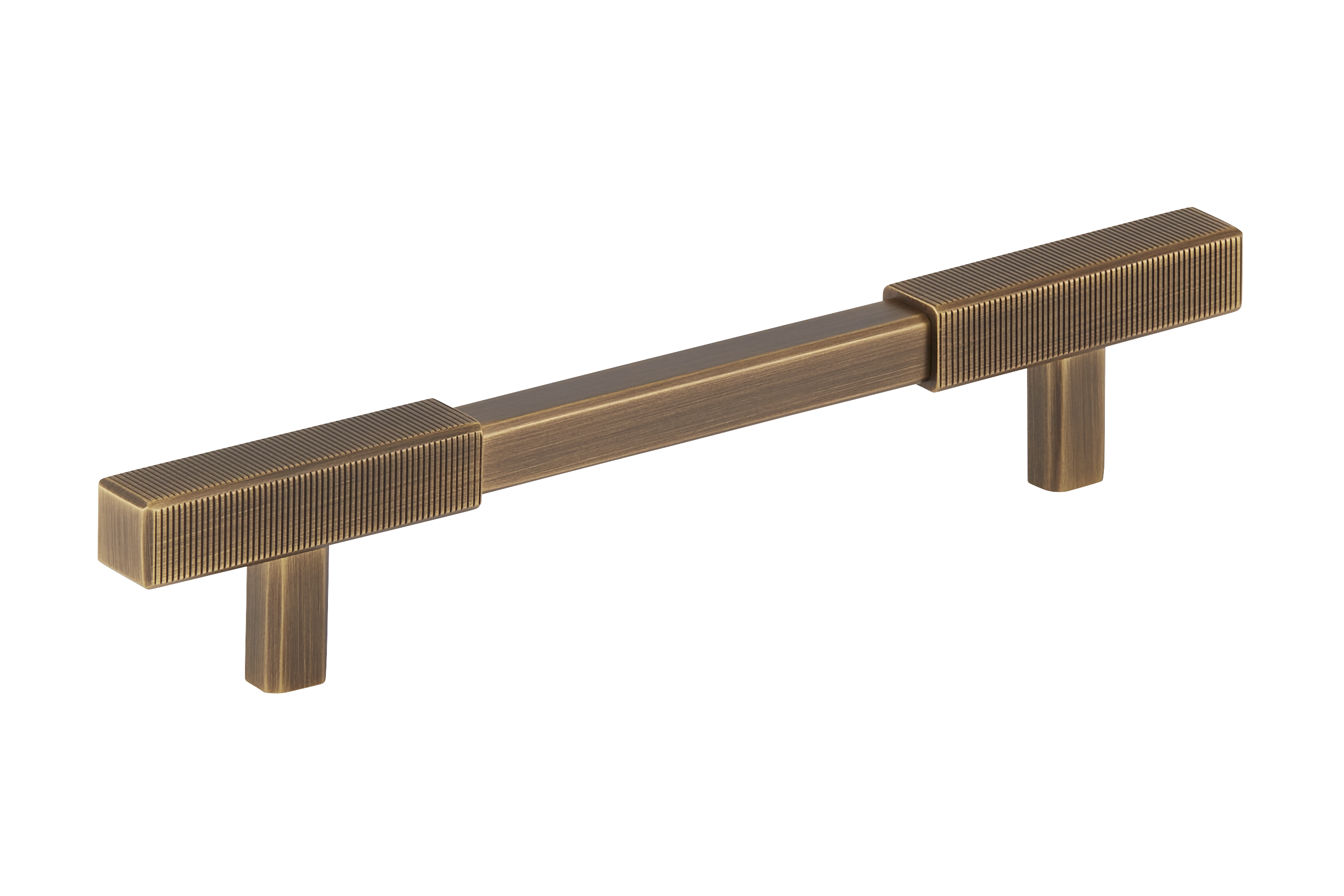 Ridged-end Dual-bar Metal Cabinet Pull Handle & Backplate