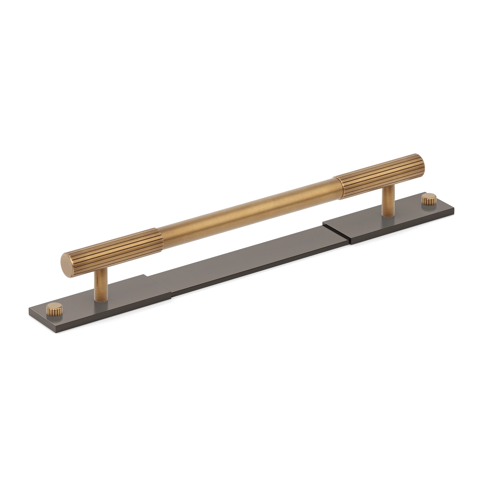 Ribbed-end Dual-base Cabinet/Drawer Pull Handle