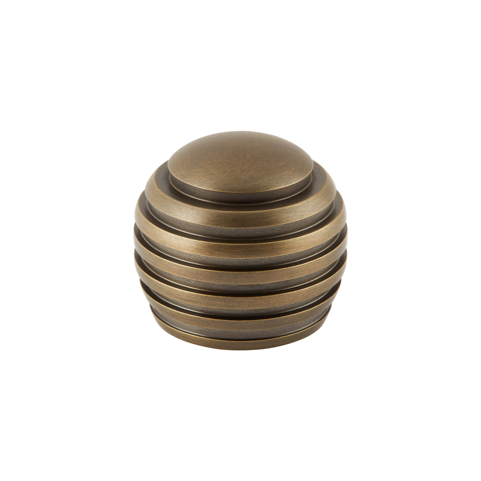 Concentric-ringed Brass Cabinet Knob