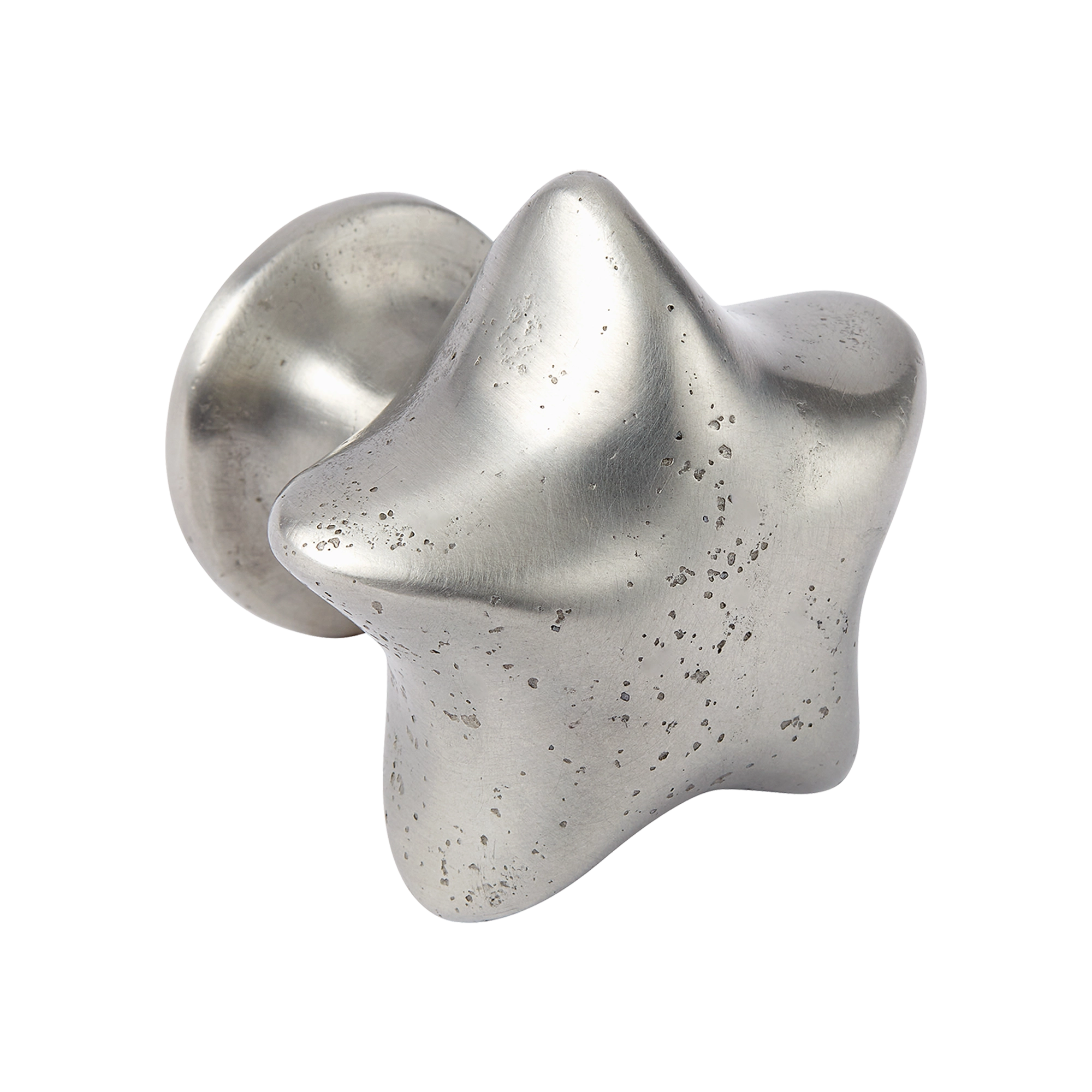 Distressed-textured Rounded-star Metal Decorative Accent