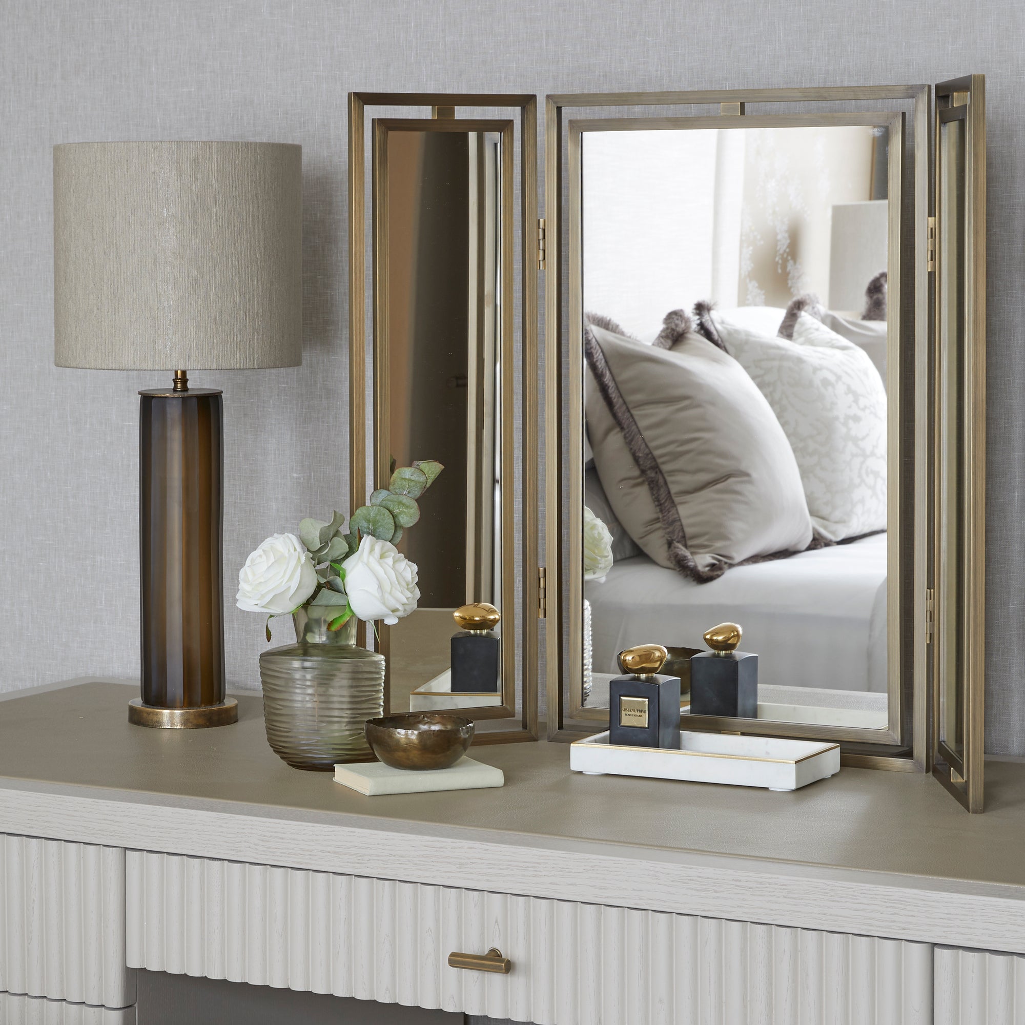 Geometric Double – layered Tri – fold Dressing Mirror